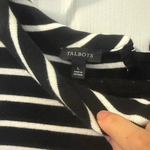 Talbots Large Sleeveless Mockneck Striped Knit Shift Dress Career Casual - Picture 3 of 9